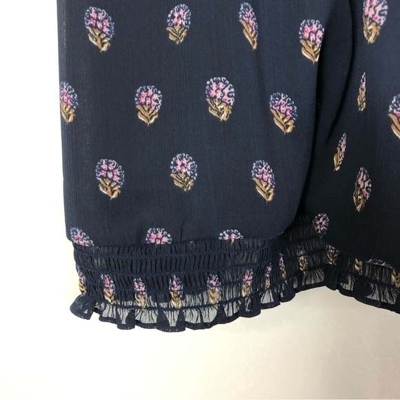 Lucky Brand Navy Blue Printed Wrap Racerback Tank Top M - Picture 4 of 4